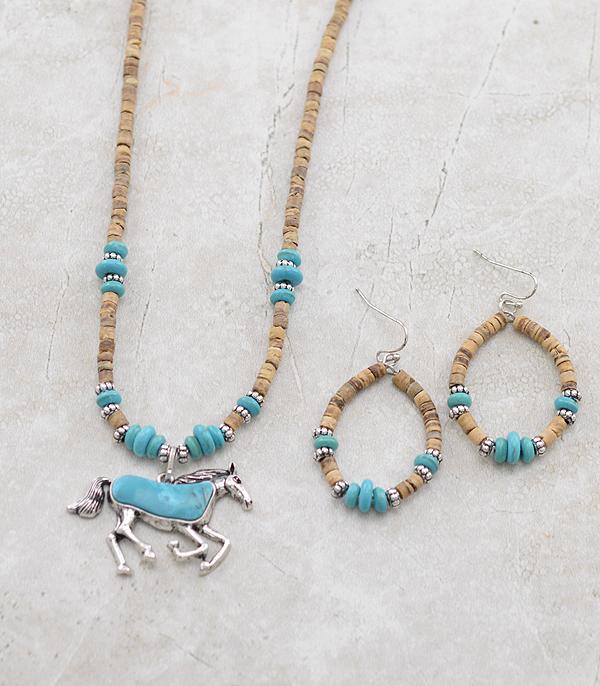 NECKLACES :: WESTERN TREND :: Wholesale Western Turquoise Horse Necklace Set