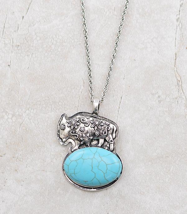 NECKLACES :: CHAIN WITH PENDANT :: Wholesale Western Turquoise Buffalo Necklace