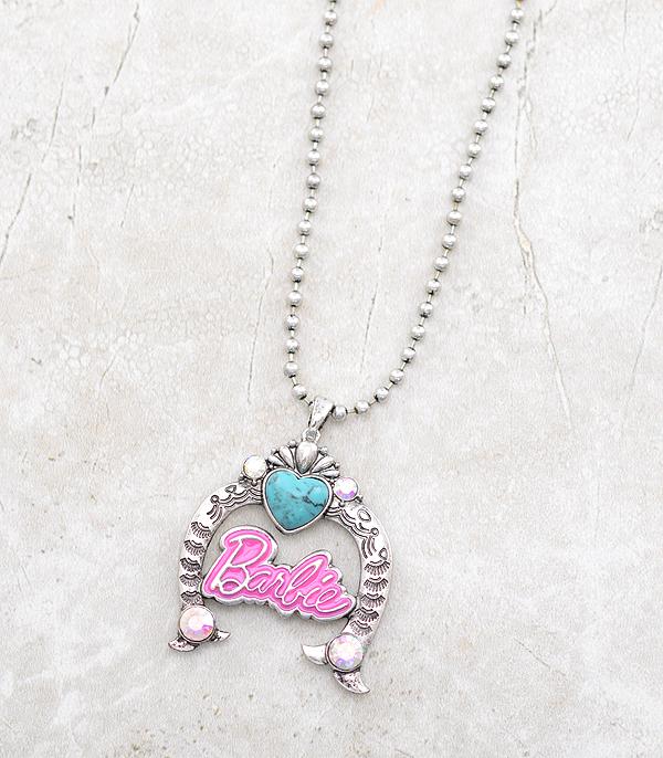 NECKLACES :: CHAIN WITH PENDANT :: Wholesale Western Pink Cowgirl Necklace