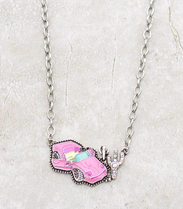 NECKLACES :: CHAIN WITH PENDANT :: Wholesale Western Pink Car Necklace