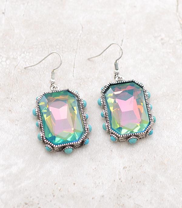 EARRINGS :: TRENDY EARRINGS :: Wholesale Western Glass Stone Turquoise Earrings