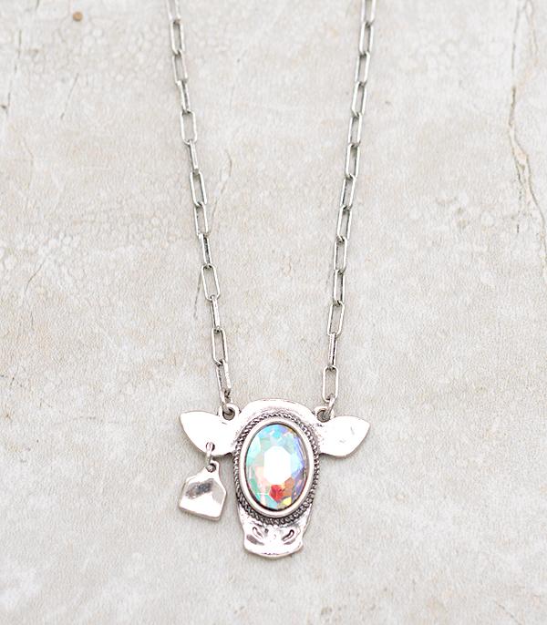New Arrival :: Wholesale Glass Stone Cow Head Necklace