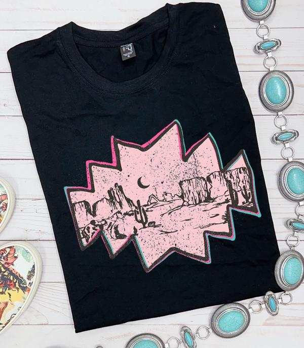GRAPHIC TEES :: GRAPHIC TEES :: Wholesale Pink Aztec Desert Graphic Tshirt