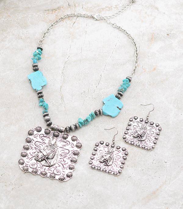 NECKLACES :: WESTERN TREND :: Wholesale Western Horse Concho Turquoise Necklace