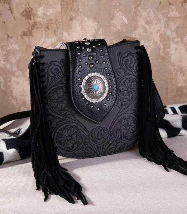 MONTANAWEST BAGS :: CROSSBODY BAGS :: Wholesale Tooled Concealed Carry Fringe Crossbody 