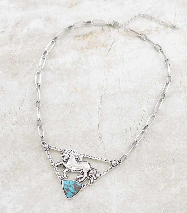 New Arrival :: Wholesale Western Turquoise Horse Necklace