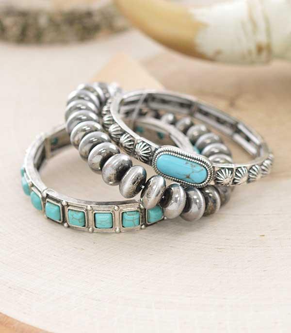 BRACELETS :: STRETCH :: Wholesale Western Turquoise Navajo Pearl Bracelet