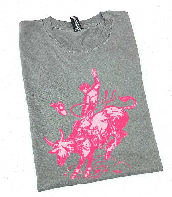 GRAPHIC TEES :: GRAPHIC TEES :: Wholesale Western Pink Cowboy Bronco Tshirt