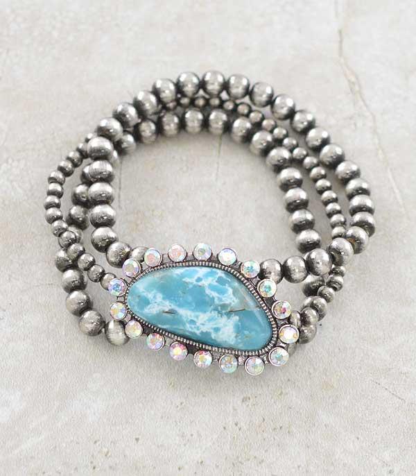 BRACELETS :: STRETCH-BEAD :: Wholesale Western Turquoise Navajo Pearl Bracelet