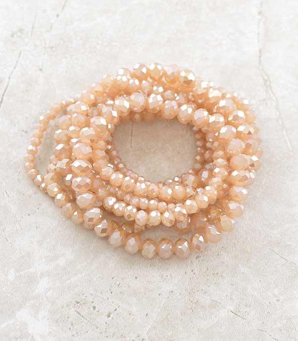 <font color=red>VALENTINE'S</font> :: Wholesale Glass Bead Stacked Bracelet Set