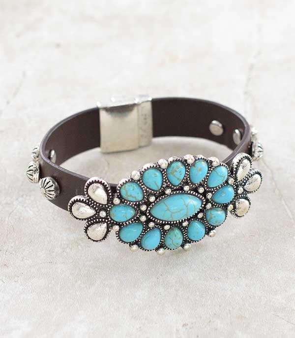 BRACELETS :: LINK :: Wholesale Turquoise Concho Magnetic Bracelet