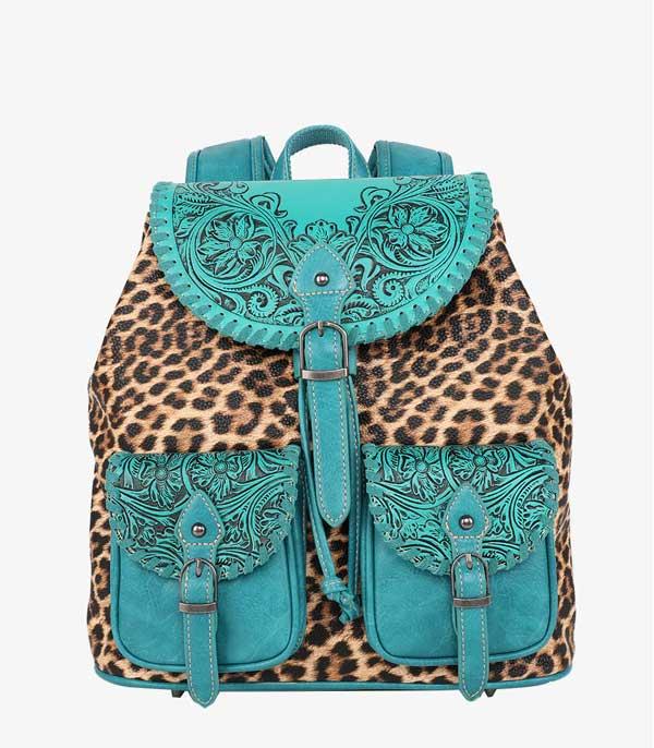 MONTANAWEST BAGS :: WESTERN PURSES :: Wholesale Montana West Tooled Leopard Backpack