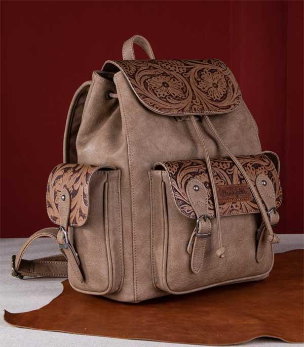 MONTANAWEST BAGS :: WESTERN PURSES :: Wholesale Wrangler Vintage Floral Tooled Backpack