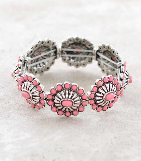 WHAT'S NEW :: Wholesale Western Pink Stone Concho Bracelet