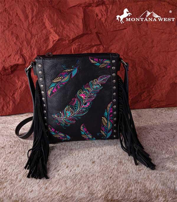 MONTANAWEST BAGS :: CROSSBODY BAGS :: Wholesale Feather Embroidered Concealed Carry Bag