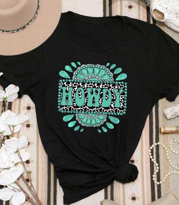 GRAPHIC TEES :: GRAPHIC TEES :: Wholesale Howdy Turquoise Concho Oversized Shirt