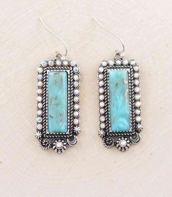 New Arrival :: Wholesale Western Turquoise Bar Earrings