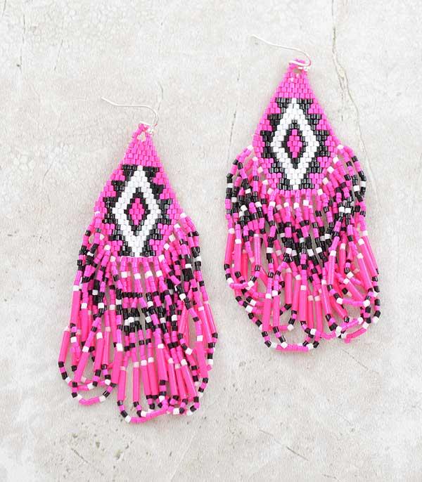 EARRINGS :: WESTERN HOOK EARRINGS :: Wholesale Western Aztec Bead Tassel Earrings