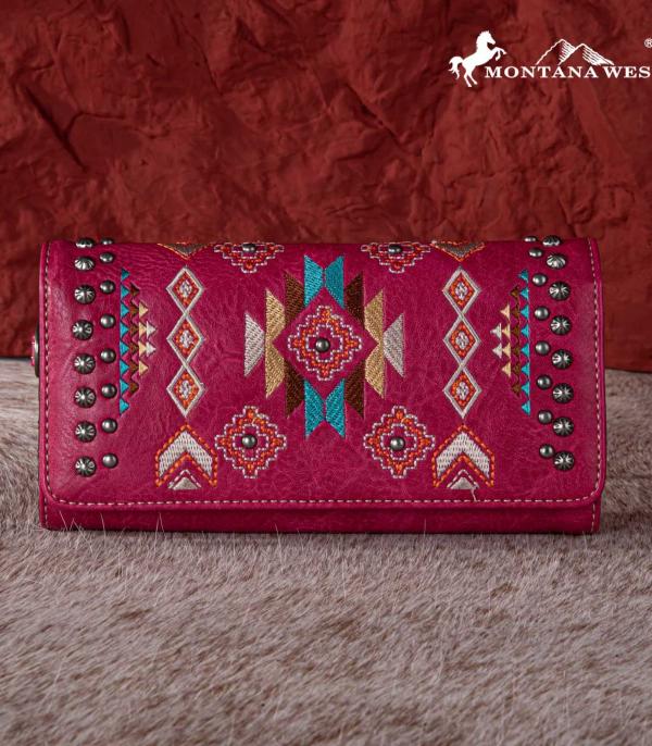 MONTANAWEST BAGS :: MENS WALLETS I SMALL ACCESSORIES :: Wholesale Montana West Aztec Embroidered Wallet