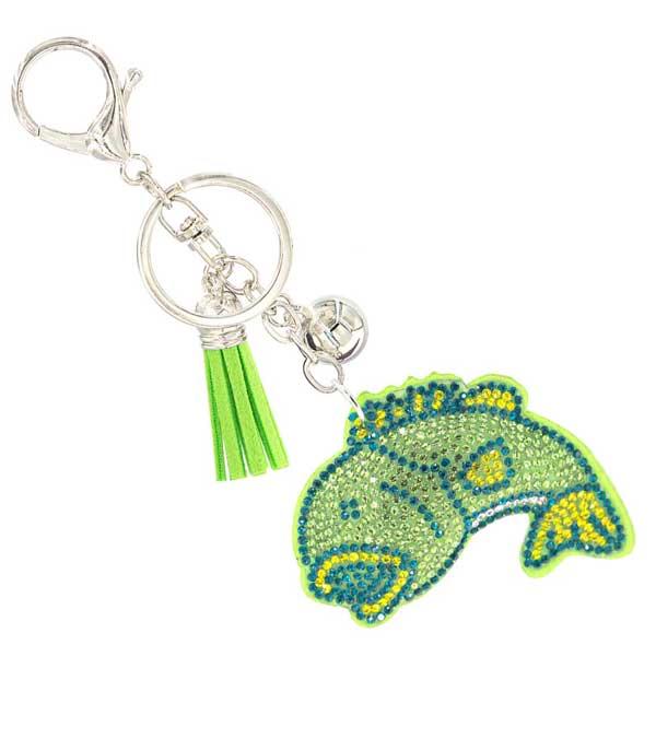 <font color=BLUE>WATCH BAND/ GIFT ITEMS</font> :: KEYCHAINS :: Wholesale Rhinestone Sea Bass Keychain