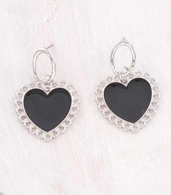 EARRINGS :: TRENDY EARRINGS :: Wholesale Heart Dangle Earrings