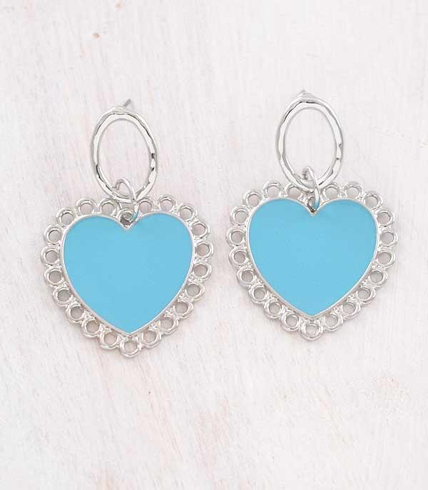 EARRINGS :: TRENDY EARRINGS :: Wholesale Turquoise Heart Dangle Earrings