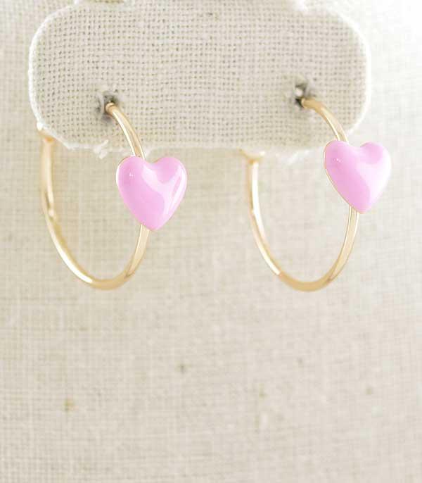 EARRINGS :: HOOP EARRINGS :: Wholesale Heart Hoop Earrings
