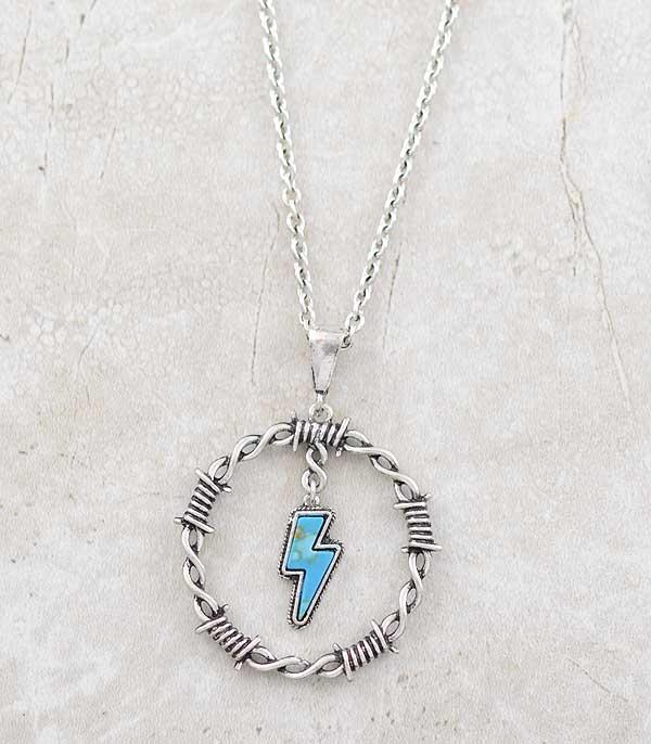 NECKLACES :: CHAIN WITH PENDANT :: Wholesale Western Barb Wire Bolt Necklace