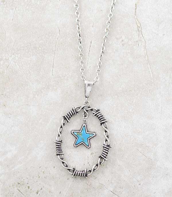 New Arrival :: Wholesale Western Barb Wire Star Necklace