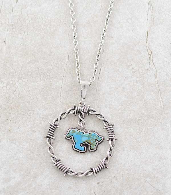 NECKLACES :: CHAIN WITH PENDANT :: Wholesale Western Turquoise Horse Necklace