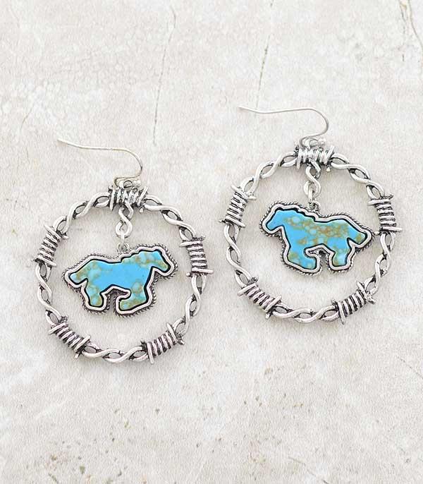 EARRINGS :: WESTERN HOOK EARRINGS :: Wholesale Western Turquoise Horse Earrings