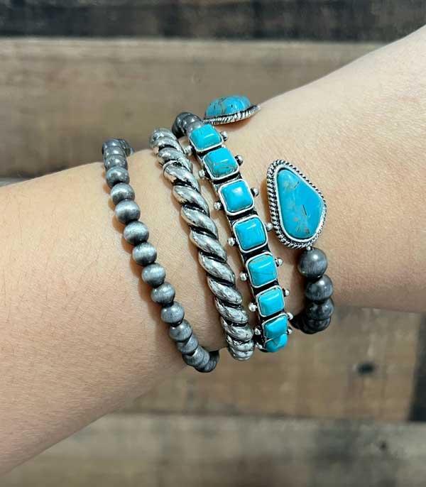 BRACELETS :: STRETCH :: Wholesale Western Turquoise Navajo Bracelet Set