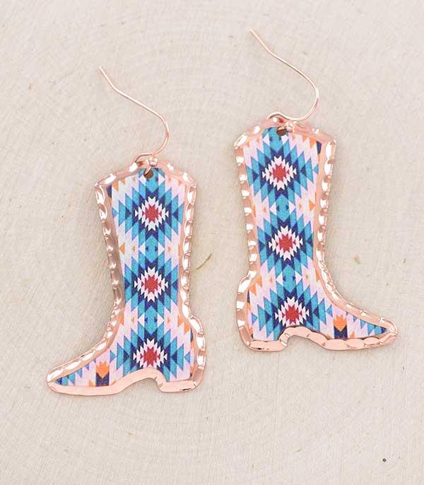 EARRINGS :: WESTERN HOOK EARRINGS :: Wholesale Western Aztec Cowgirl Boots Earrings