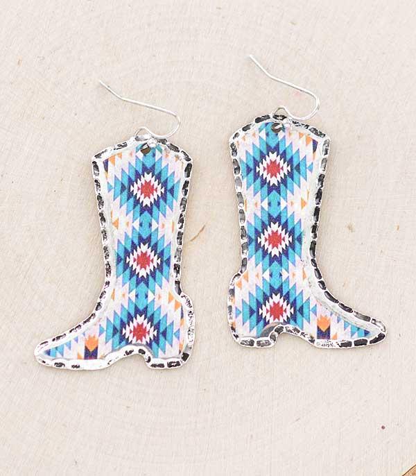 EARRINGS :: WESTERN HOOK EARRINGS :: Wholesale Western Aztec Cowgirl Boots Earrings