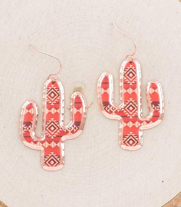 EARRINGS :: WESTERN HOOK EARRINGS :: Wholesale Western Aztec Cactus Earrings