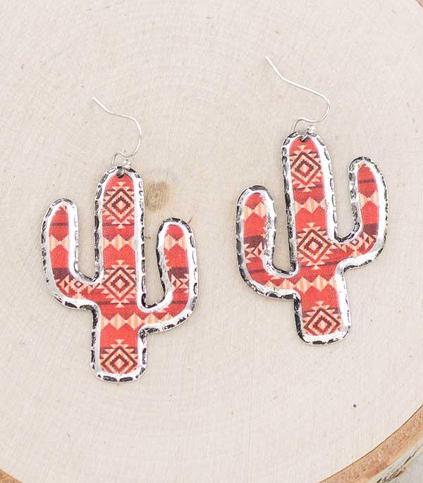 EARRINGS :: WESTERN HOOK EARRINGS :: Wholesale Western Aztec Cactus Earrings