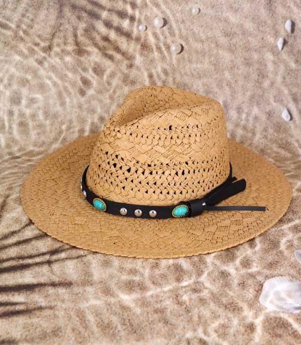 New Arrival :: Wholesale Turquoise Band Trim Straw Hat