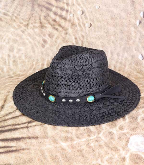 HATS I HAIR ACC :: RANCHER| STRAW HAT :: Wholesale Turquoise Band Trim Straw Hat