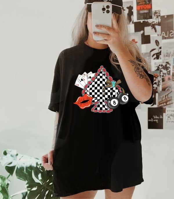 GRAPHIC TEES :: GRAPHIC TEES :: Wholesale Checkerboard Ace Oversized Tshirt