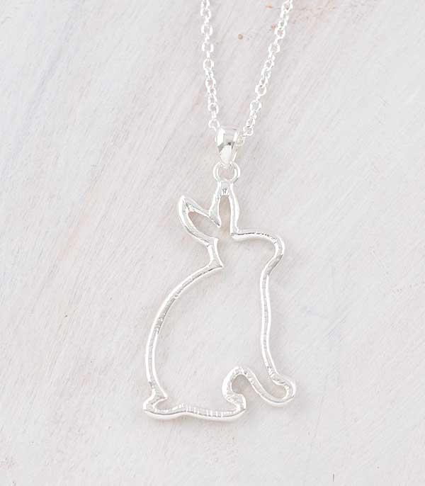 NECKLACES :: CHAIN WITH PENDANT :: Wholesale Easter Bunny Silver Necklace