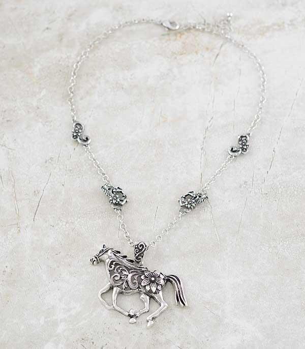 NECKLACES :: WESTERN TREND :: Wholesale Western Filigree Horse Pendant Necklace