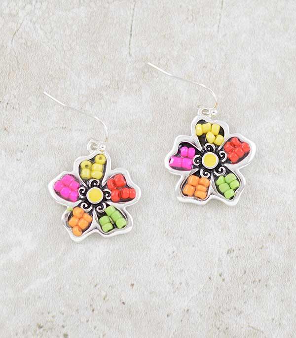 <font color=green>SPRING</font> :: Wholesale Multicolor Bead Flower Earrings