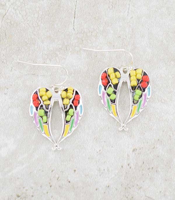 EARRINGS :: TRENDY EARRINGS :: Wholesale Multicolor Bead Wing Earrings