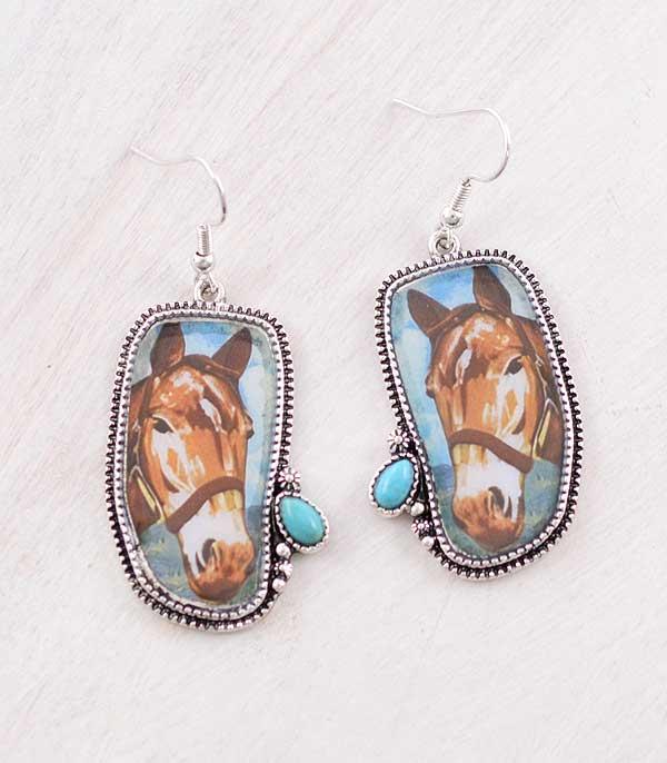 EARRINGS :: WESTERN HOOK EARRINGS :: Wholesale Western Horse Portrait Earrings