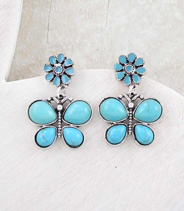 New Arrival :: Wholesale Turquoise Butterfly Earrings