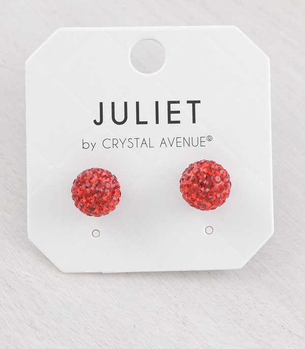 <font color=RED>RED,WHITE, AND BLUE</font> :: Wholesale 10MM Pave Clay Ball Earrings
