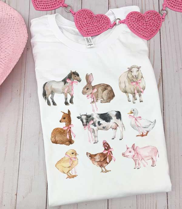 <font color=green>SPRING</font> :: Wholesale Coquette Farm Animal Graphic Tshirt