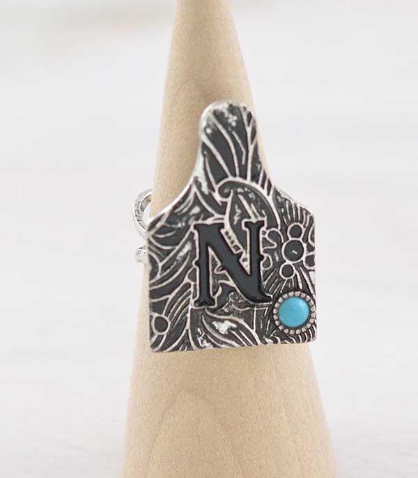 INITIAL JEWELRY :: NECKLACES | RINGS :: Wholesale Tipi Brand Cattle Tag Initial Ring