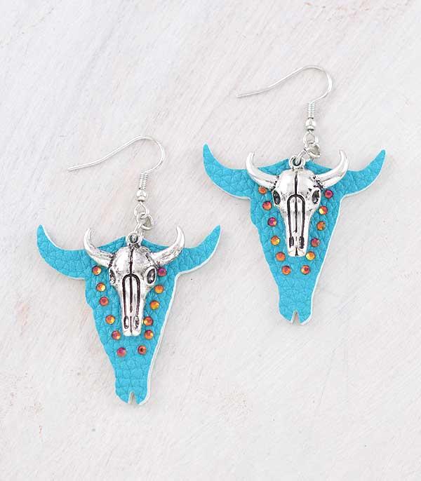 EARRINGS :: WESTERN HOOK EARRINGS :: Wholesale Western Steer Skull Earrings