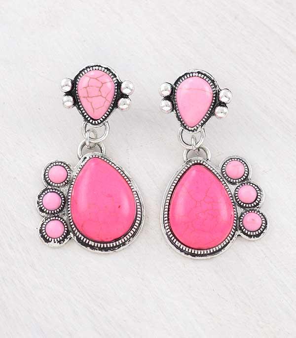 WHAT'S NEW :: Wholesale Western Pink Stone Teardrop Earrings